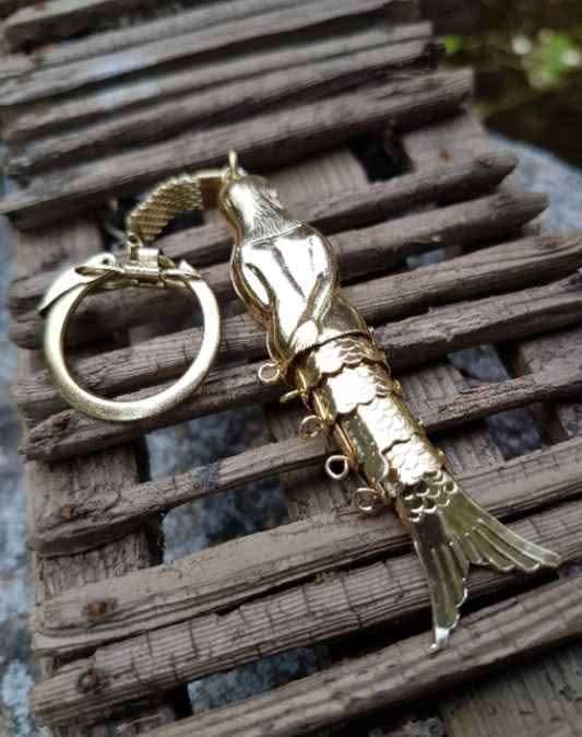 Vintage 70s gold tone mermaid keychain NOS - photo 3