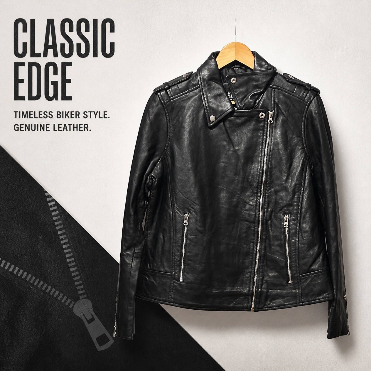 JKT-030 — Men's leather biker jacket — brand new, size XL - photo 5