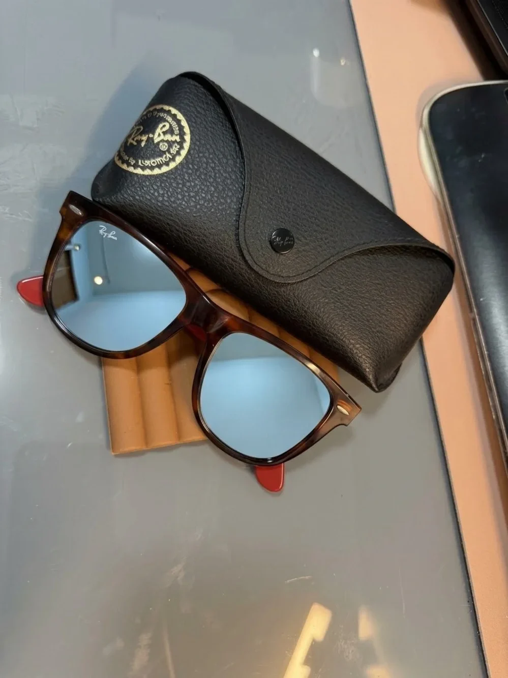 Ray-Ban Tortoiseshell Frame Sunglasses with Reflective Lenses
