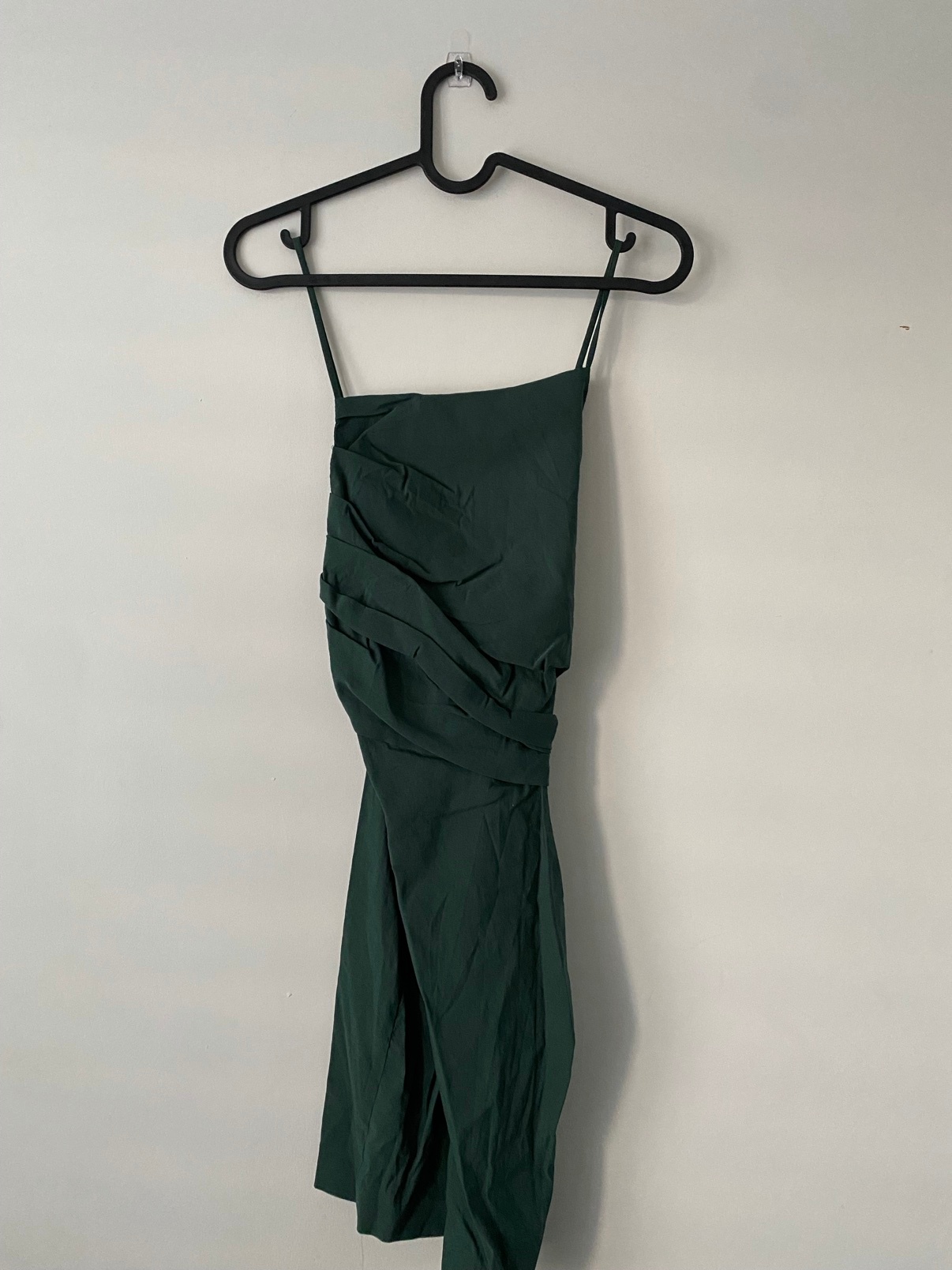 Forest Green Draped Ruched Dress, Size M