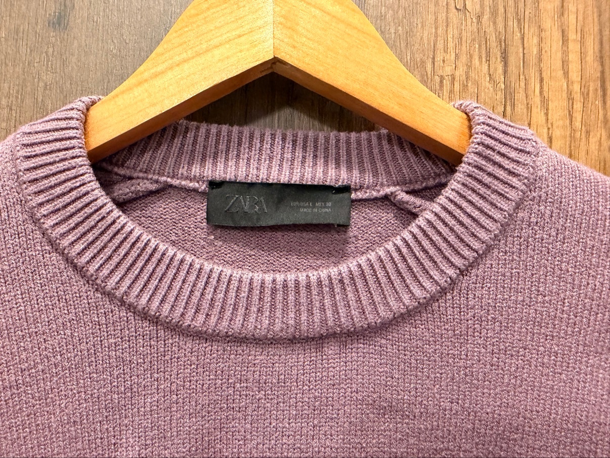 Zara Dusty Lilac Cropped Crewneck Sweater, Size L - photo 3