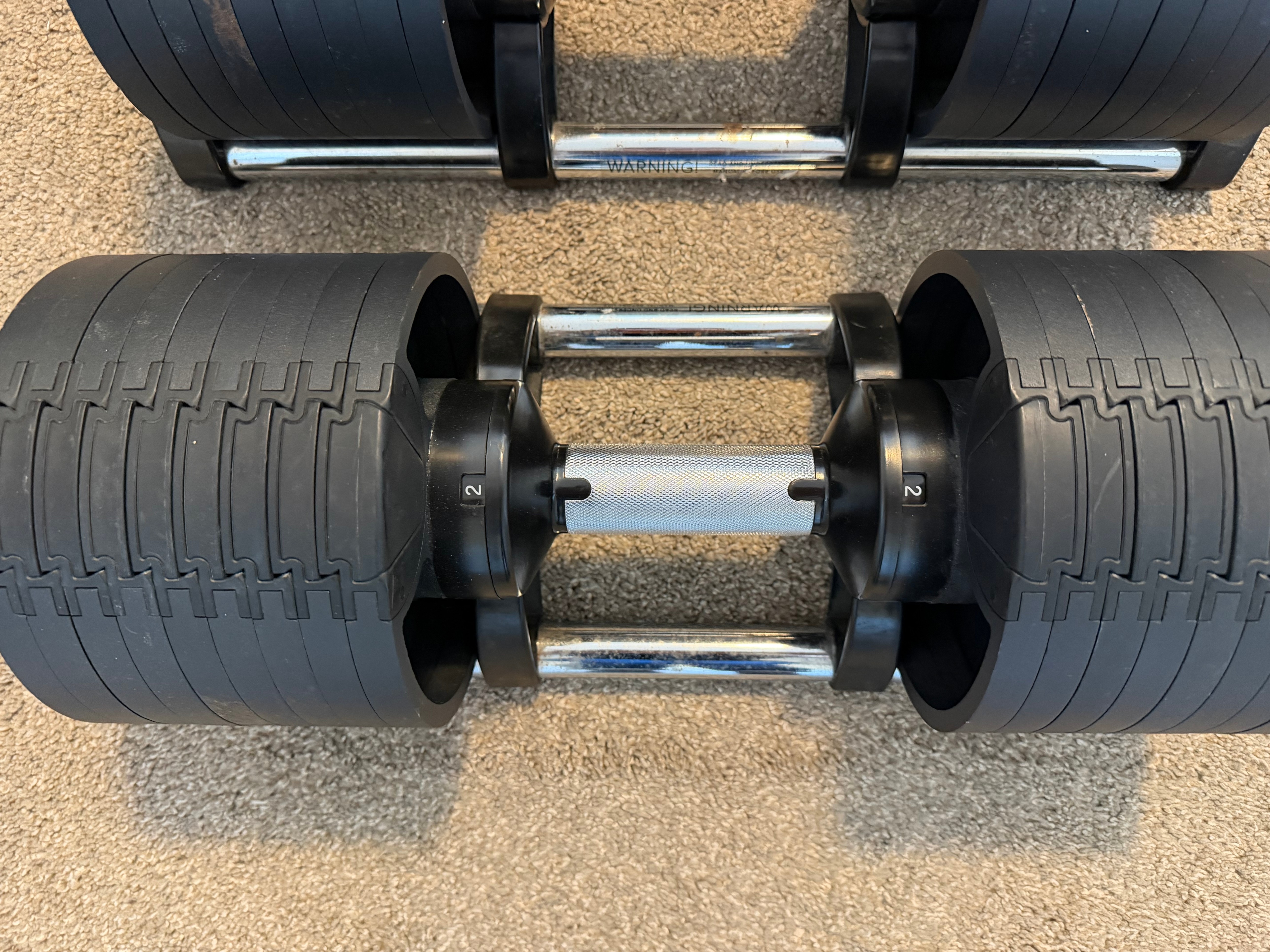 32kg / 70lb Adjustable Dumbbell Set with Base Cradles