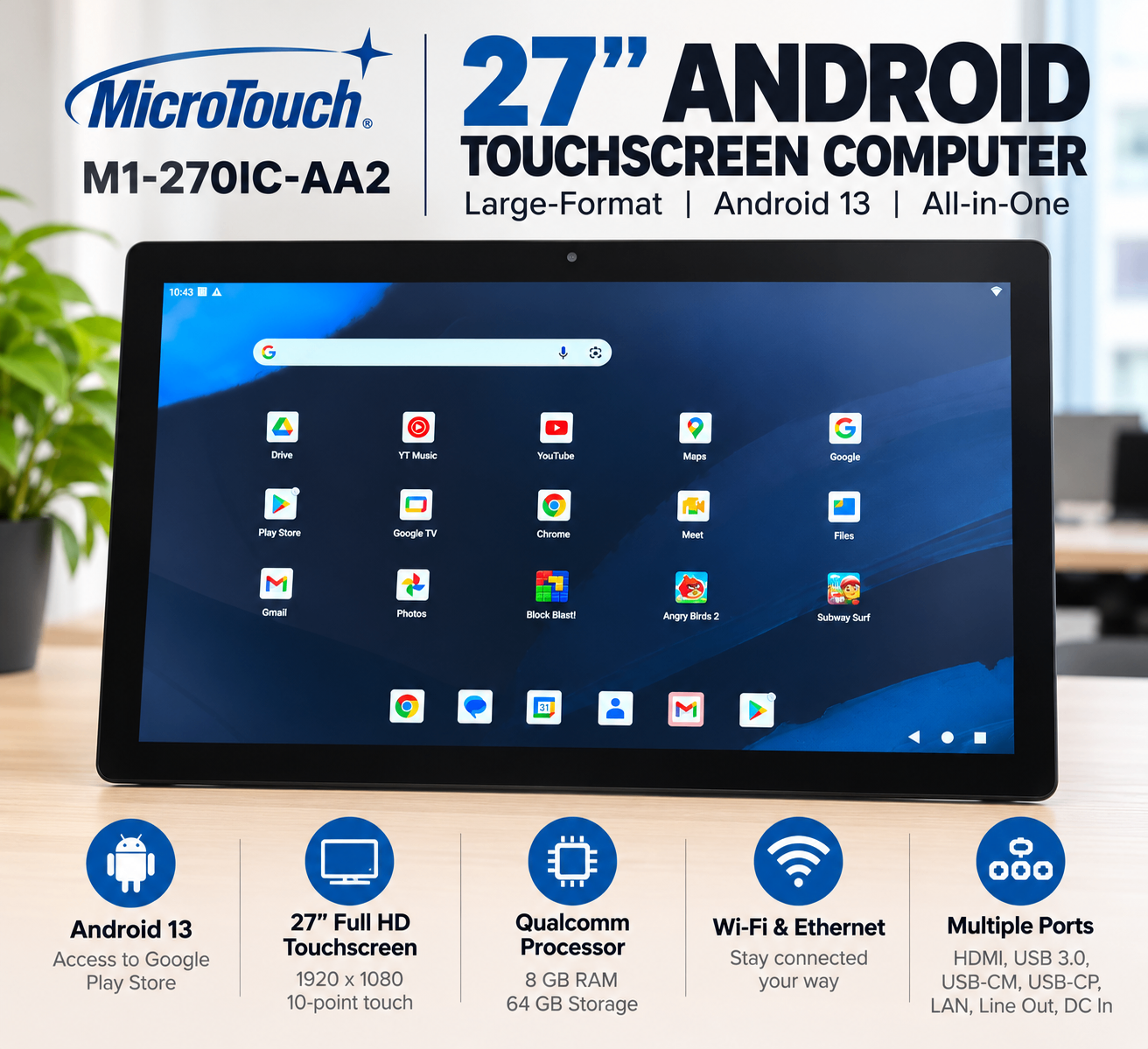MicroTouch 27” Android Touchscreen Computer | M1-270IC-AA2