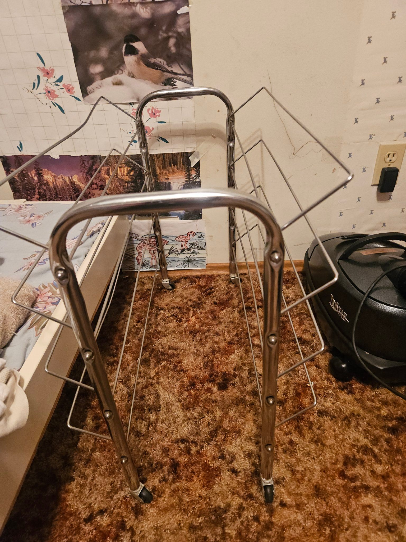 Rolling Metal Shoe Rack with Wheels - Chrome