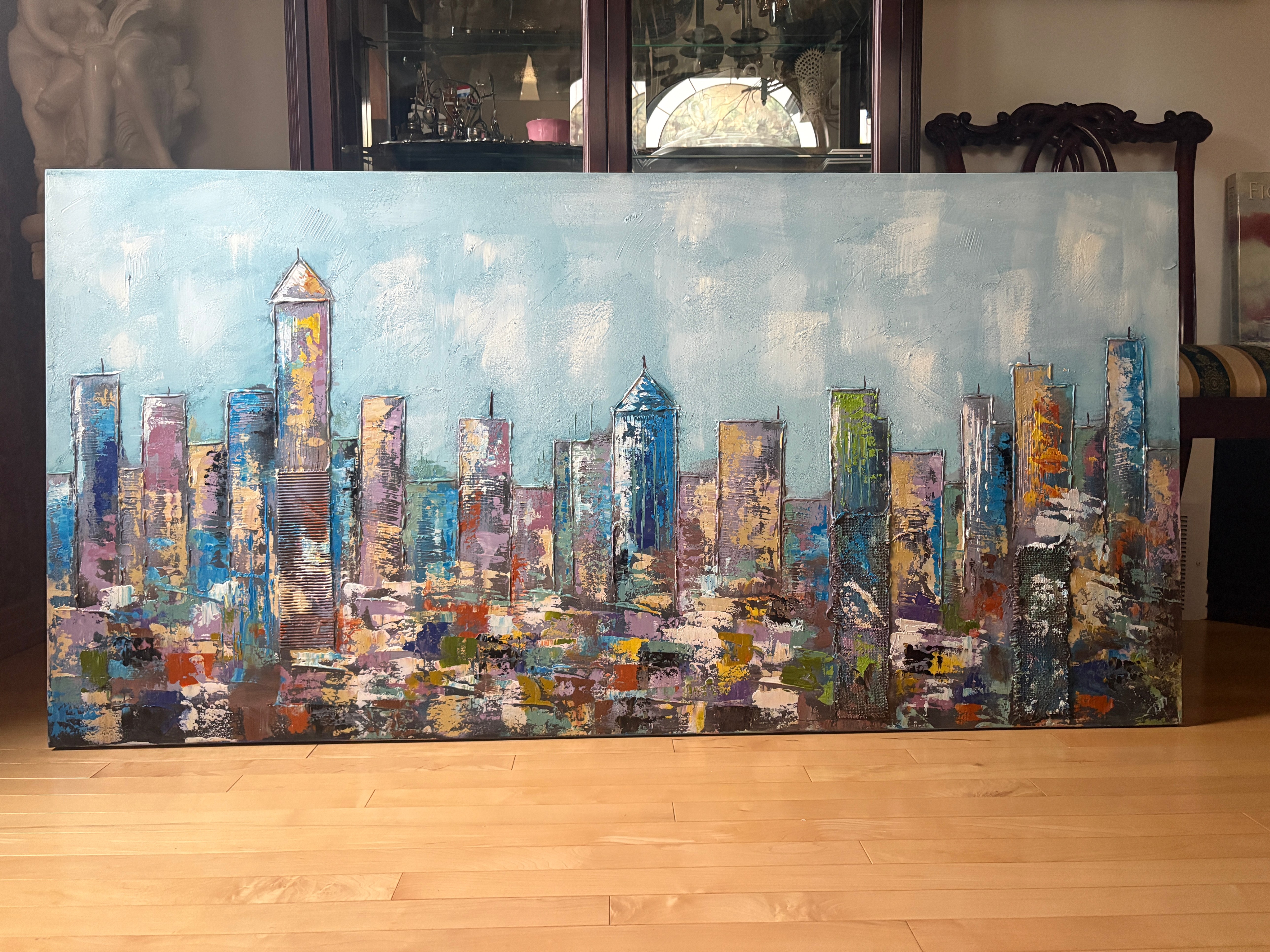 Colourful Cityscape Oil Painting – 60" × 30" – $85 - photo 2