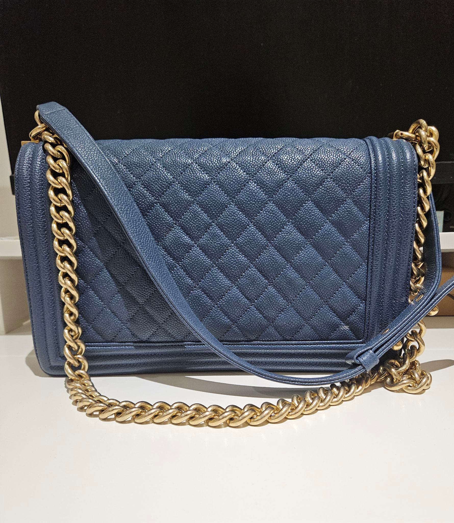 Chanel Blue Quilted Caviar Medium Boy Flap Bag - photo 2