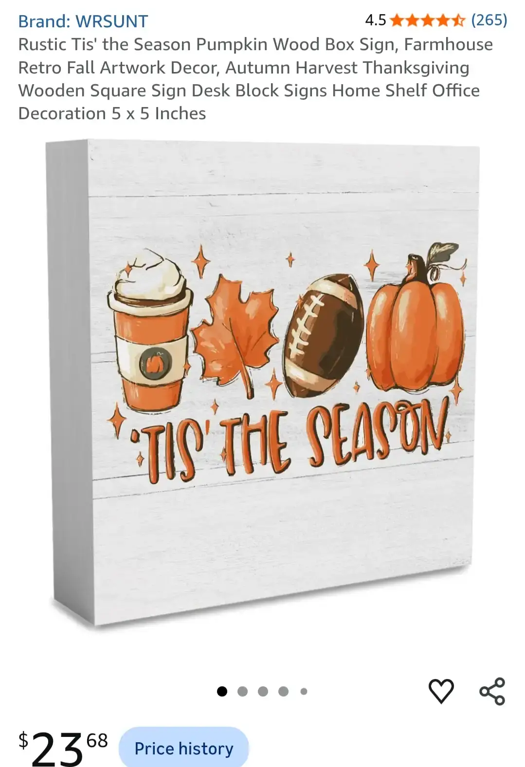 WRSUNT Rustic Tis' The Season Wood Box Sign Set of 2