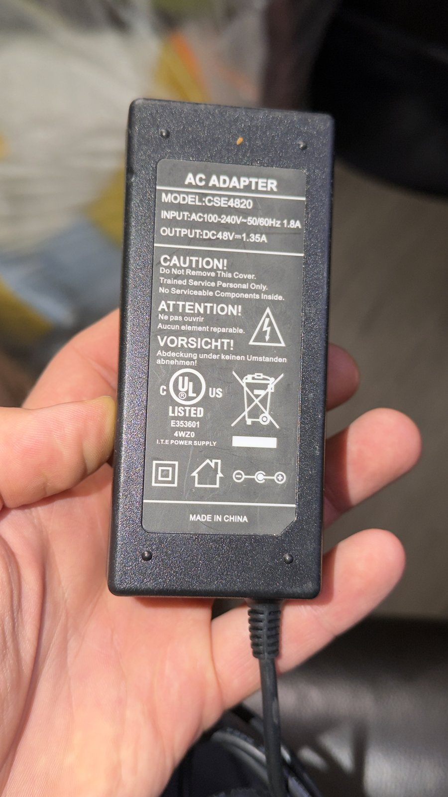48V 1.35A AC Adapter CSE4820 – Power Supply, Barrel Plug