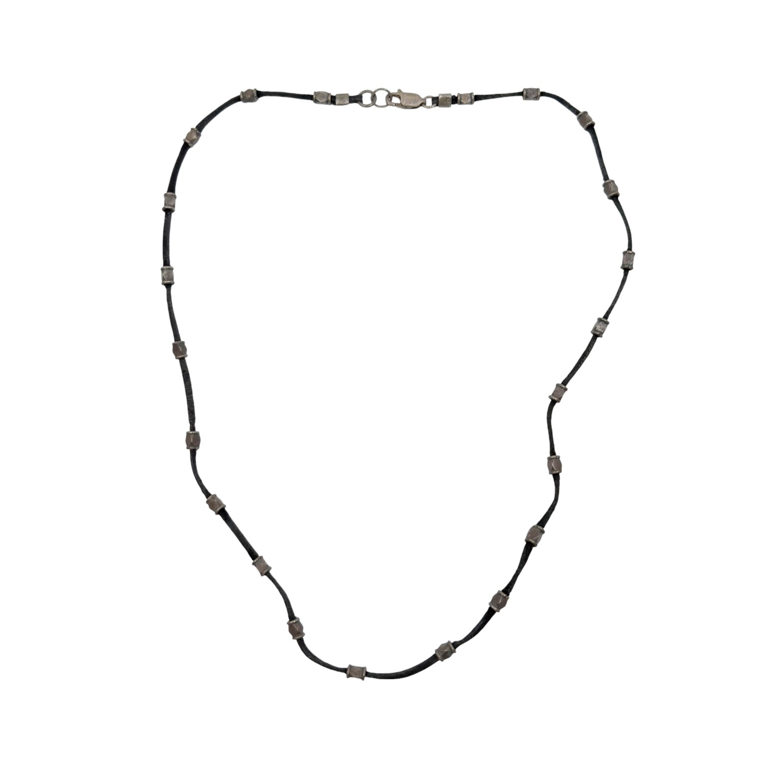 Vintage Sterling silver bead cord necklace - GM1029 - photo 2