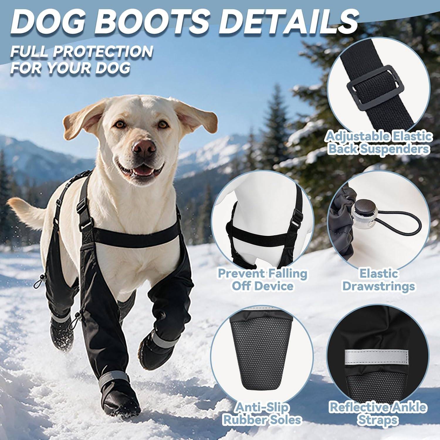 Dog Suspender Boots for Large Dogs, Anti Slip - photo 4