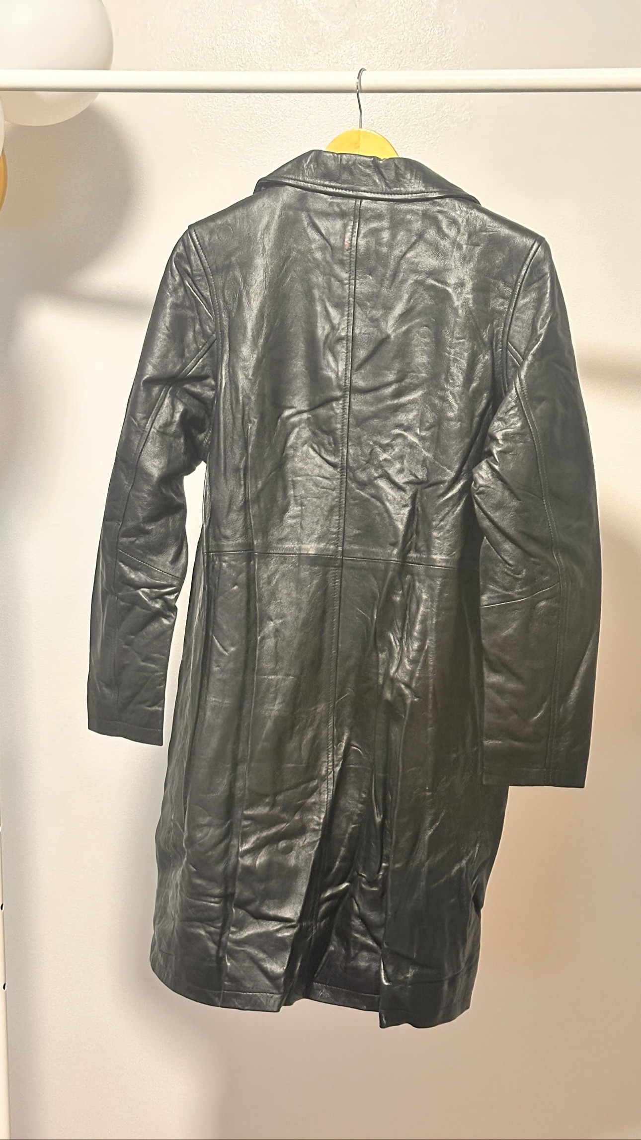 Women's black leather car coat — brand new, size 2XL - photo 2