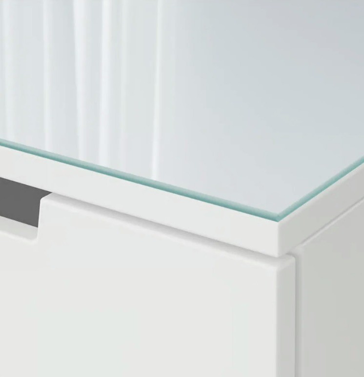 IKEA NORDLI Glass top, frosted white, 80×47 cm