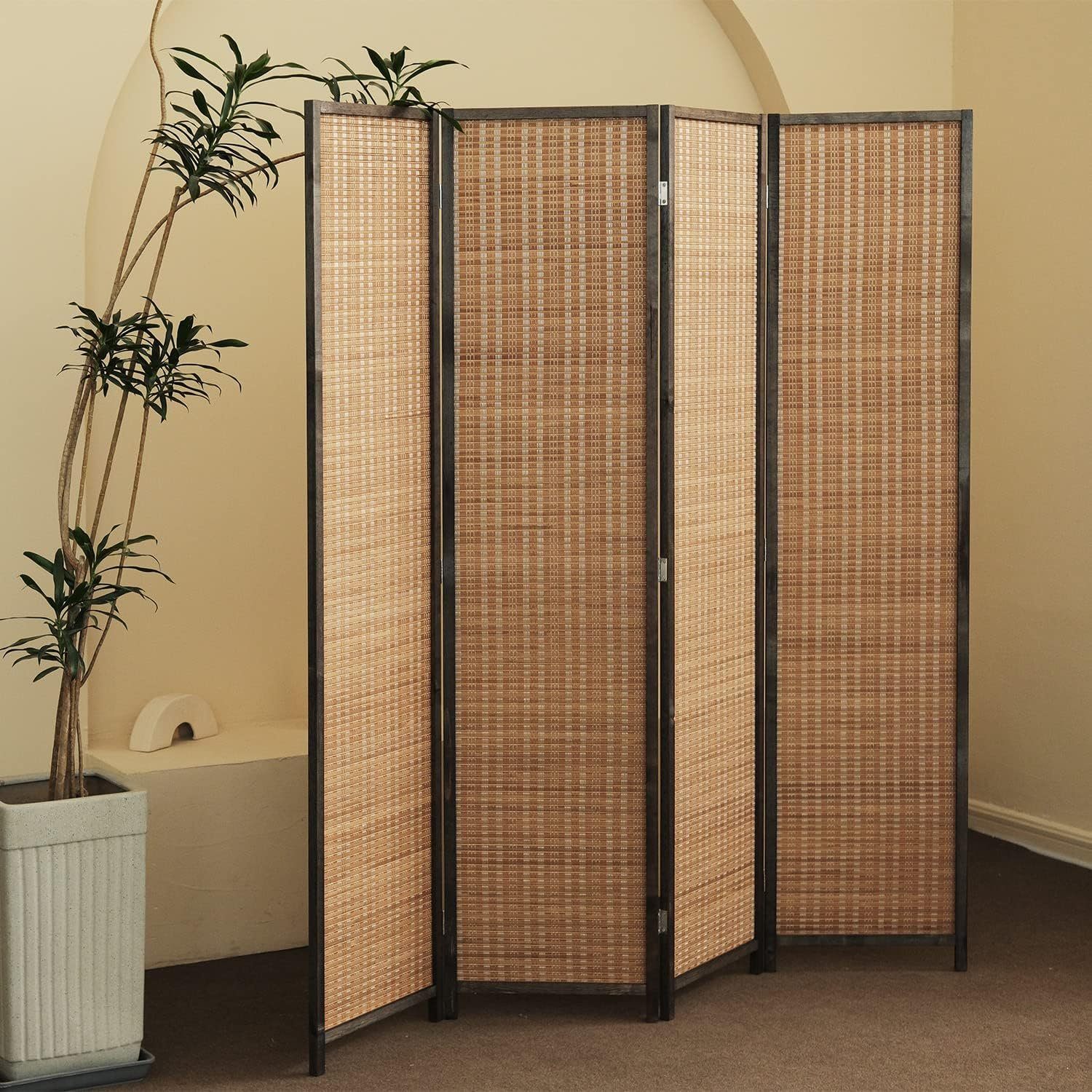 MSRP $200 NEW 4 Panel Bamboo Folding Freestanding Room Divider