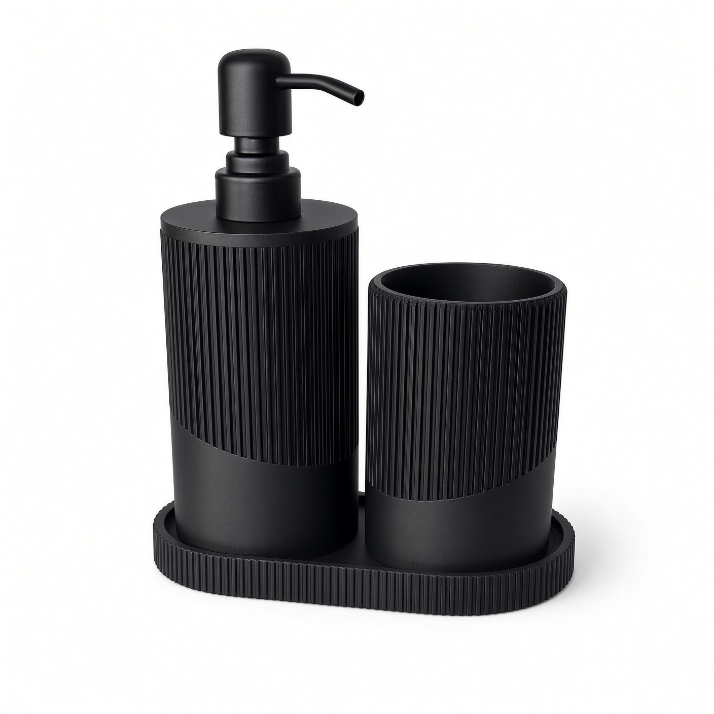 3D Printed Bathroom Set: Soap Dispenser, Toothbrush Cup and Tray
