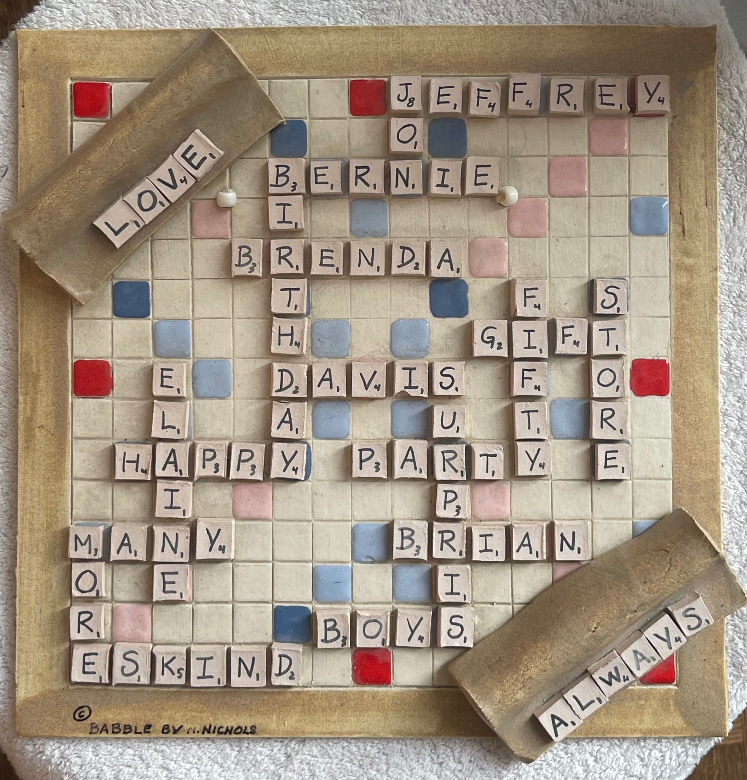 3D Scrabble Board Wall Art Plaque - 12x12