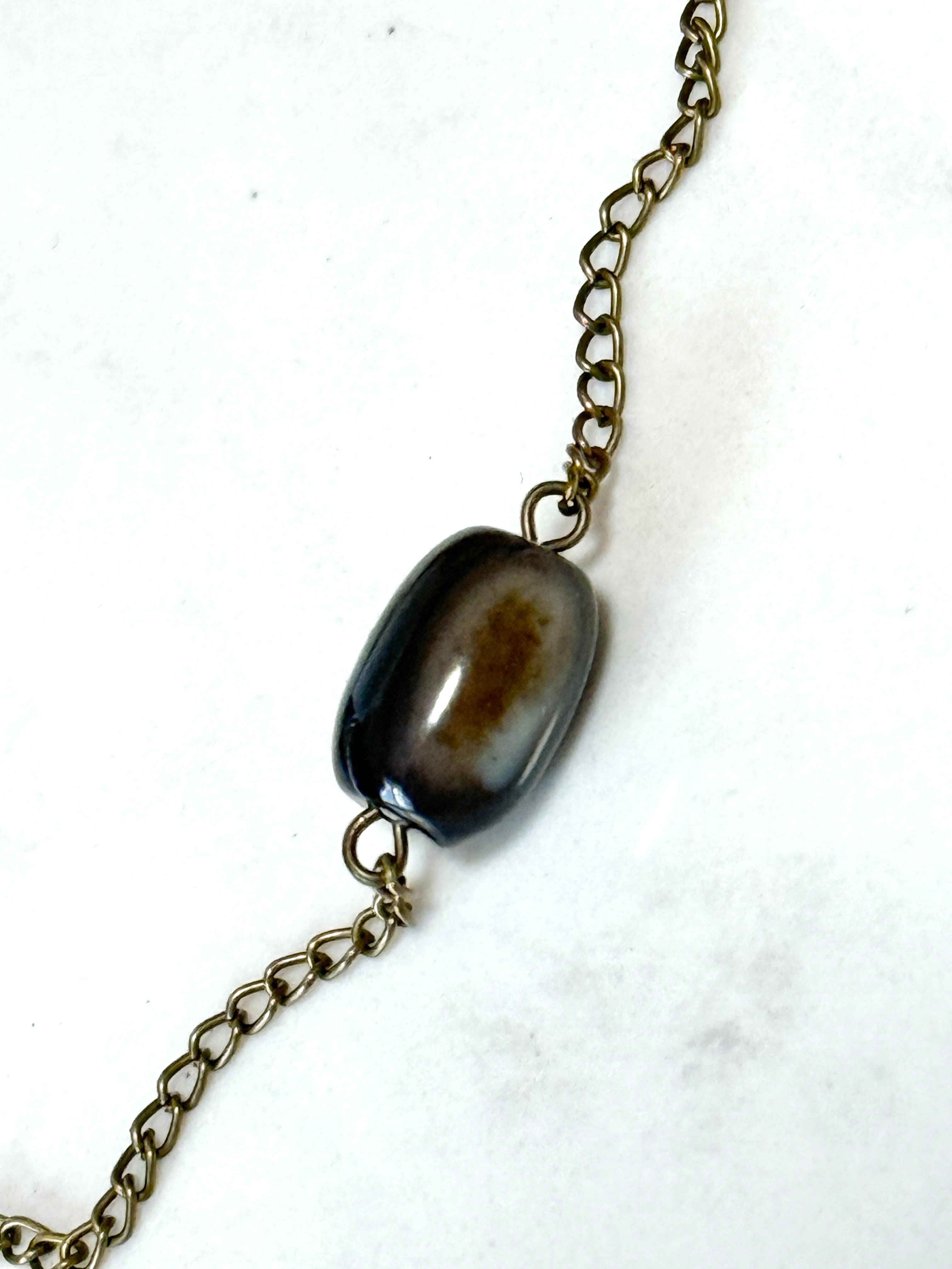 Earthy Botswana Agate Short Necklace, Bronze Chain - photo 3