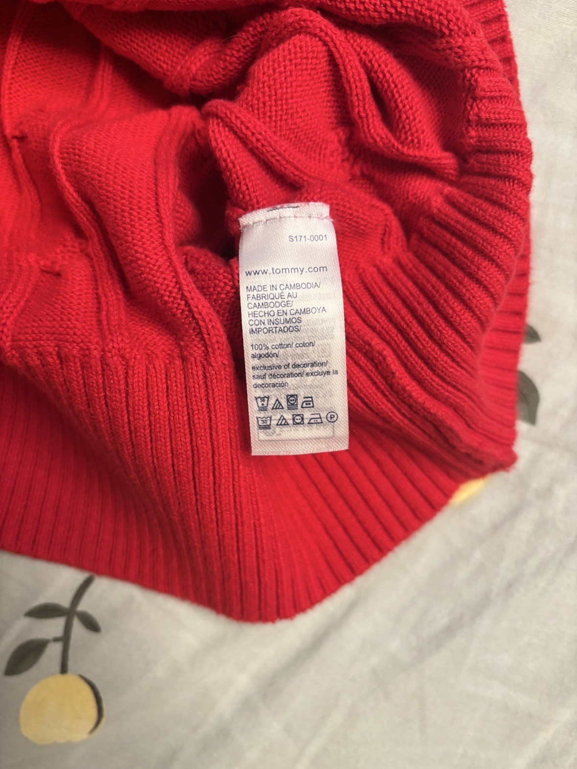 Tommy Hilfiger red cable-knit sweater — size L (like new) - photo 3