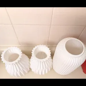 Set of Three White Textured Vases - photo 2