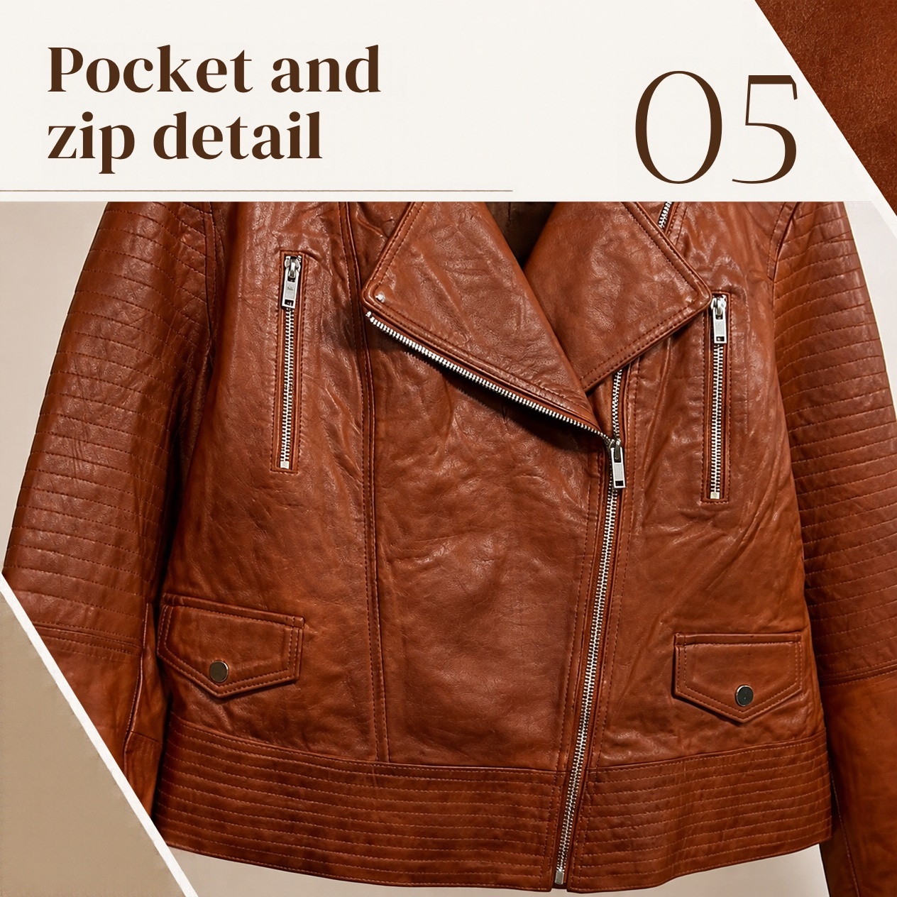 JKT-053 — Women's leather moto jacket — brand new, size 3XL - photo 4