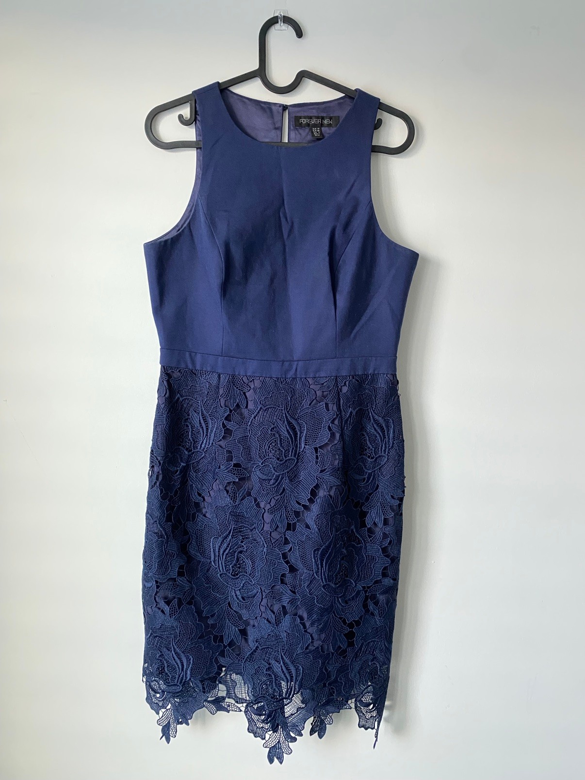 Forever New Navy Lace-Skirt Dress, USA 6