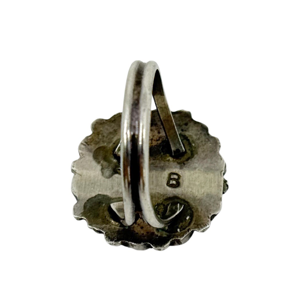 Navajo SB sterling silver turquoise & coral ring - photo 4