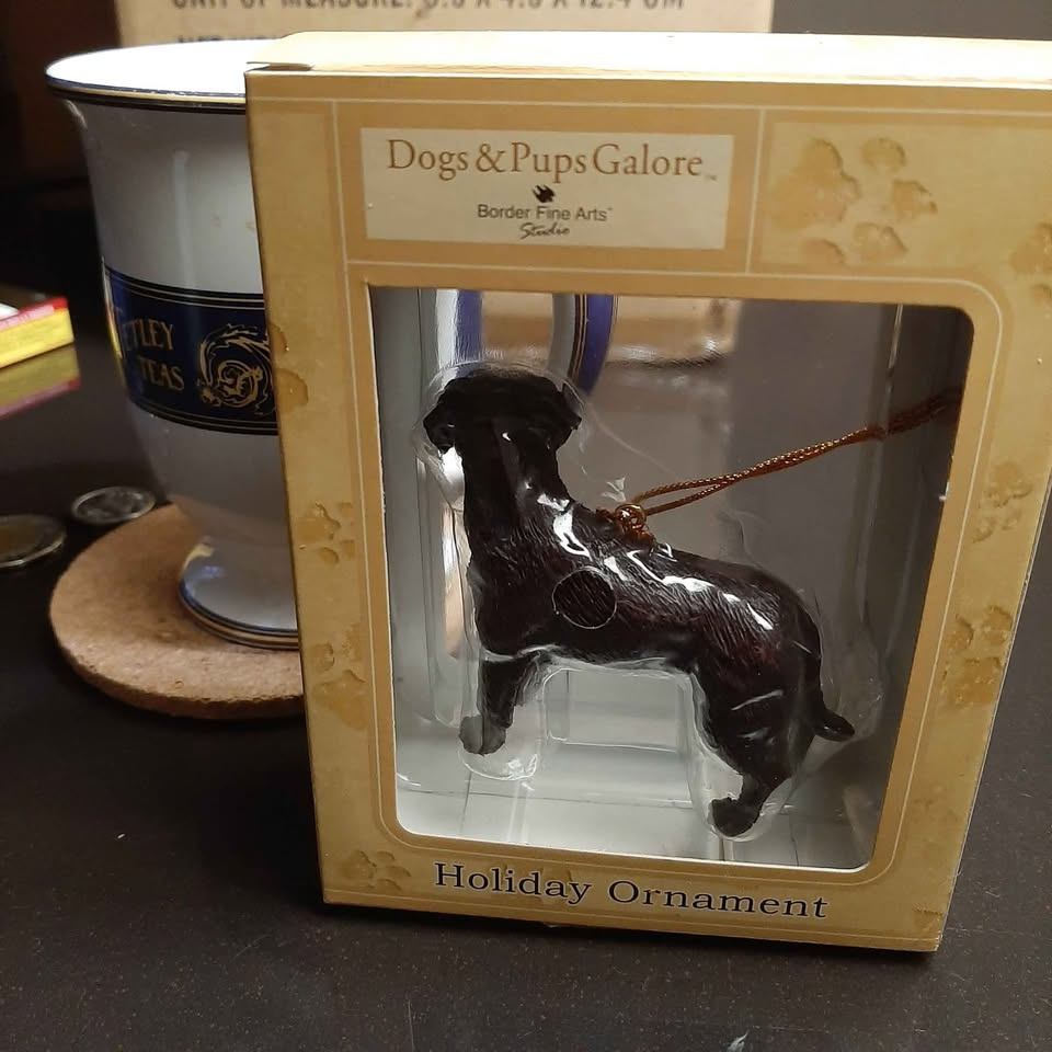 Chocolate lab dog Christmas ornament Border fine arts - photo 5