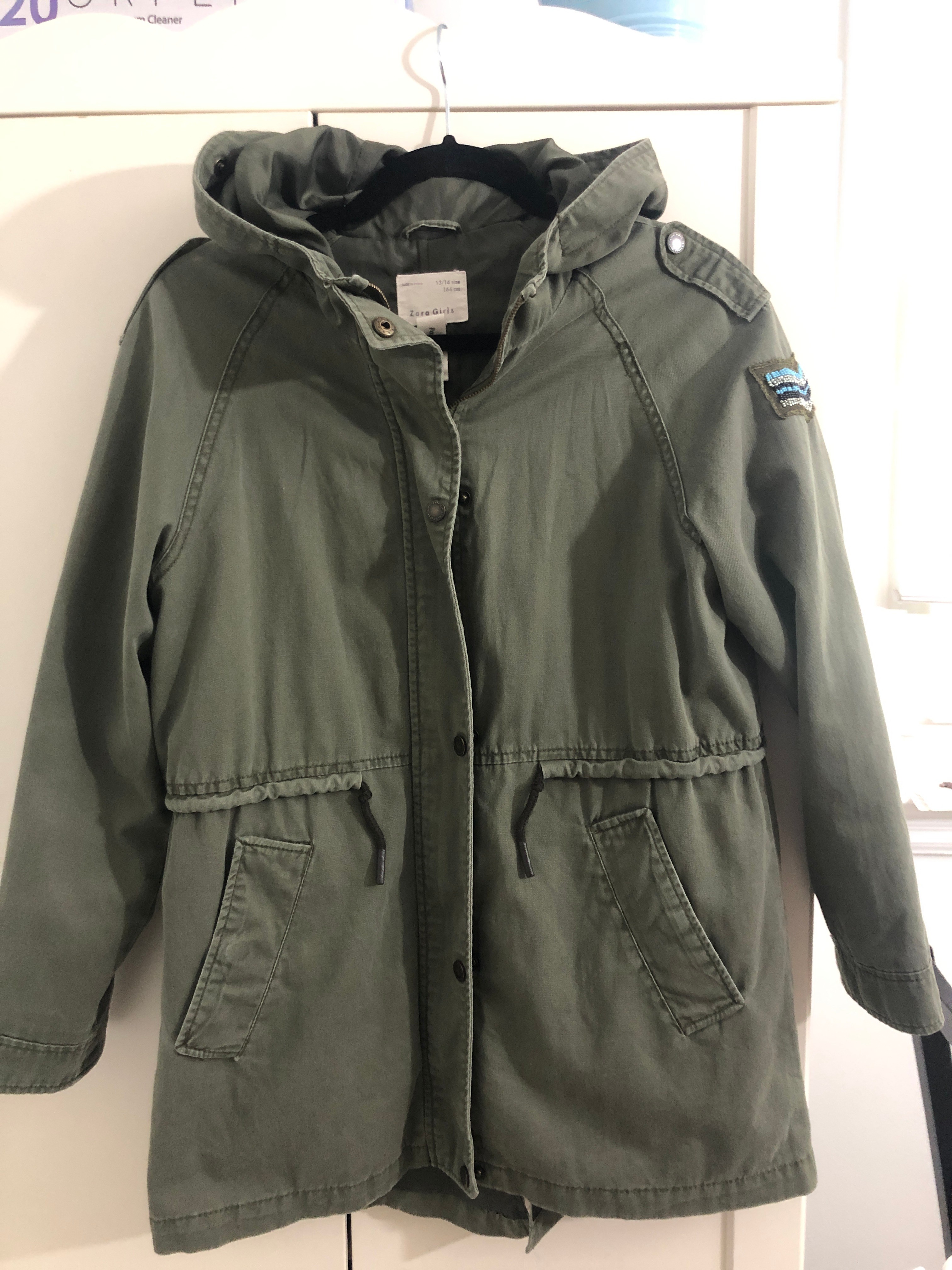 Excellent condition!! Zara Girls Olive Green Utility Jacket - photo 2