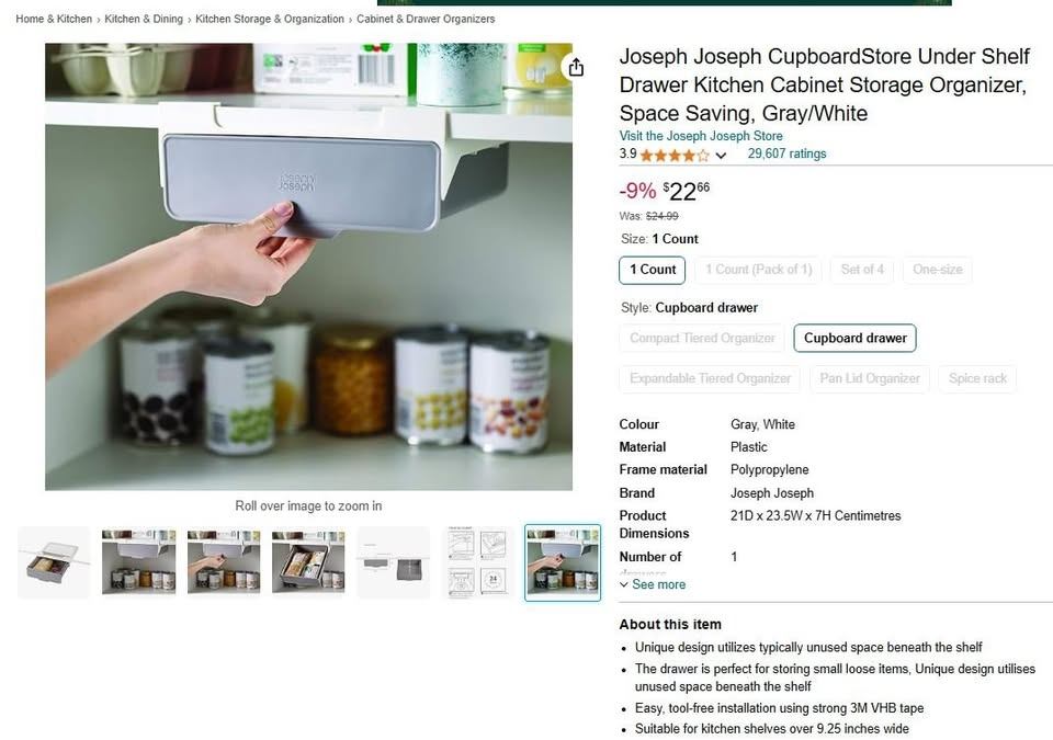 Joseph Joseph CupboardStore Under Shelf Drawer