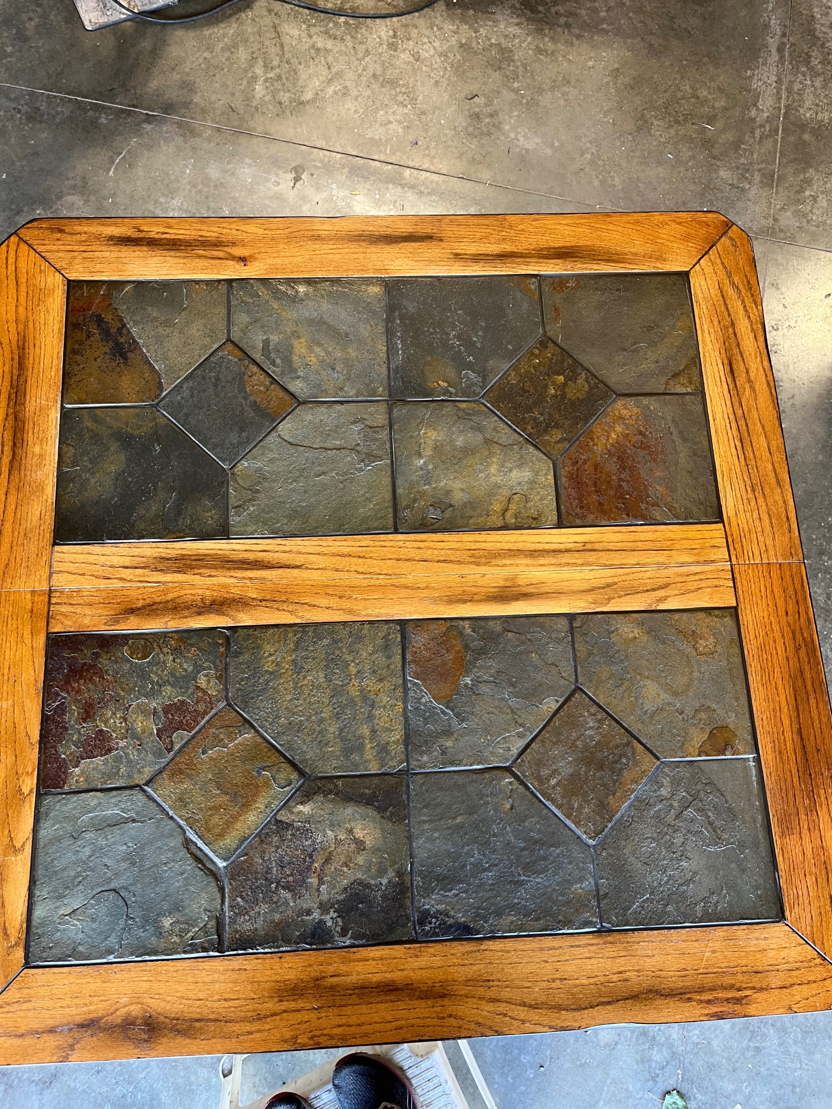 Solid Wooden "Bar Height" Dining Table with Slate Tile Inlay - photo 5