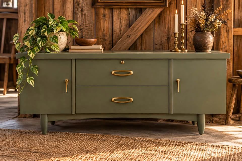 Mid-Century  Sage Green Chest