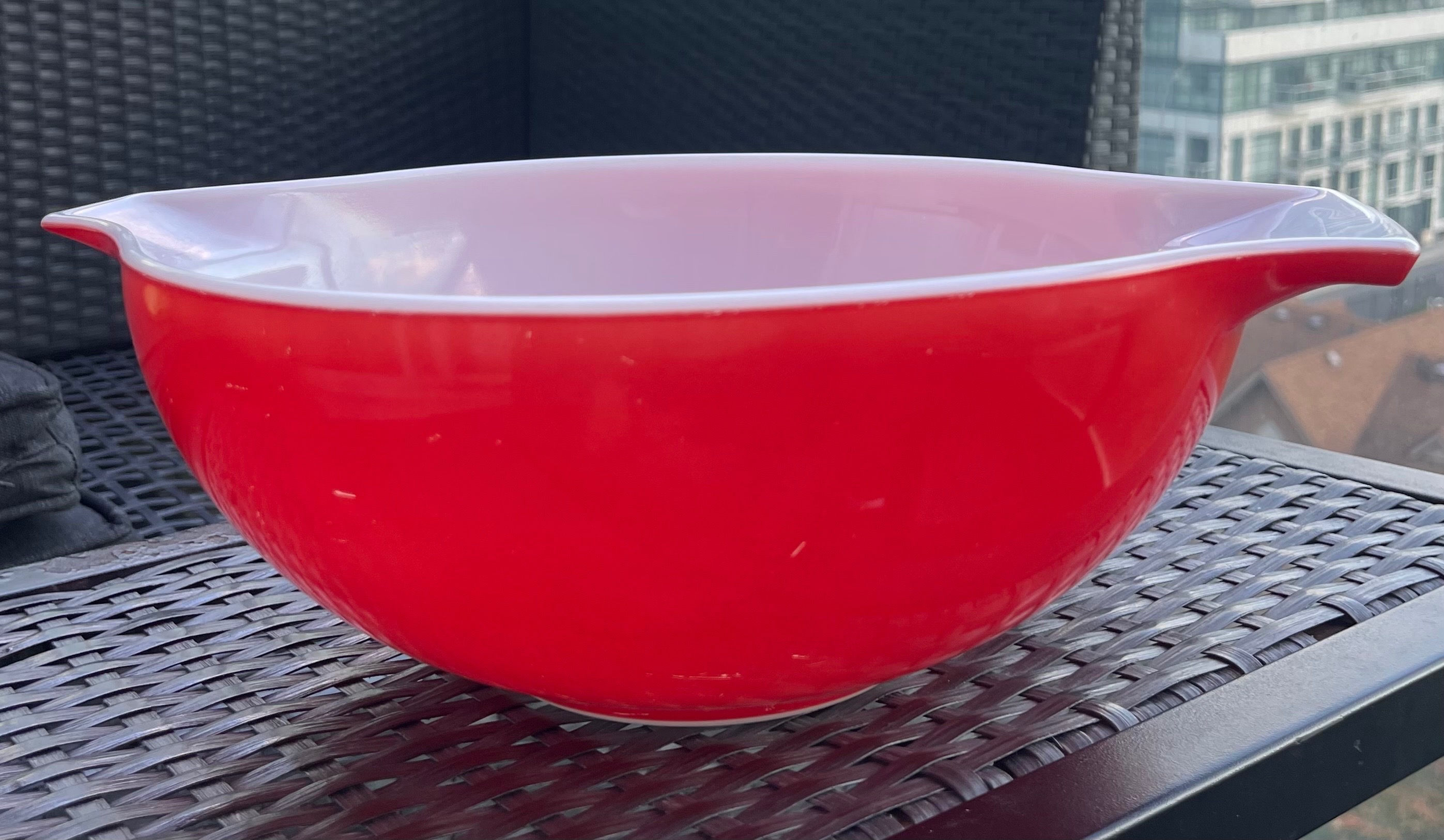 Vintage Primary Red Pyrex #444 Cinderella Mixing Bowl (4 QT) - photo 2