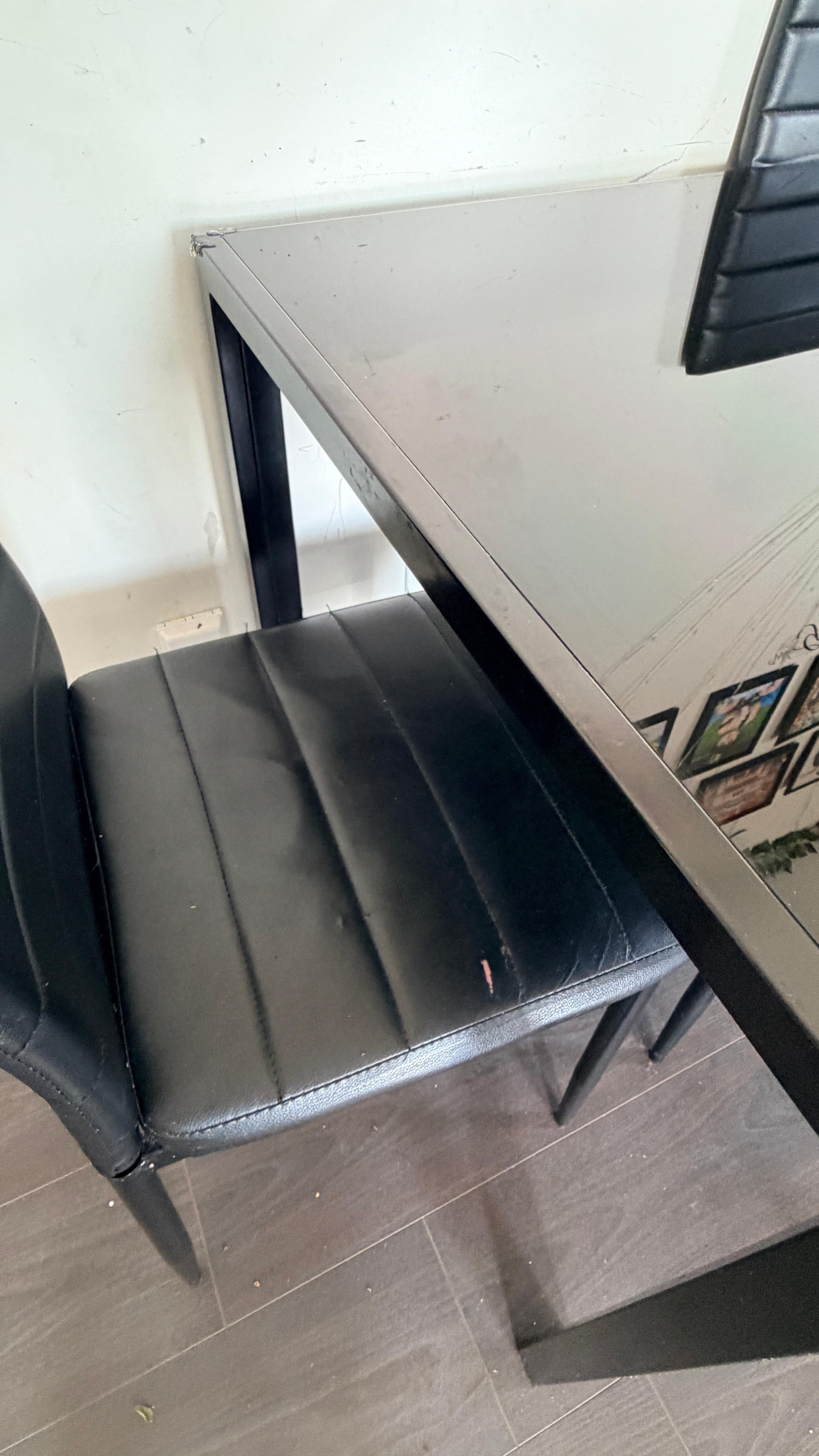 Moving Out Black Glass Dining Table with 4 Chairs - photo 2