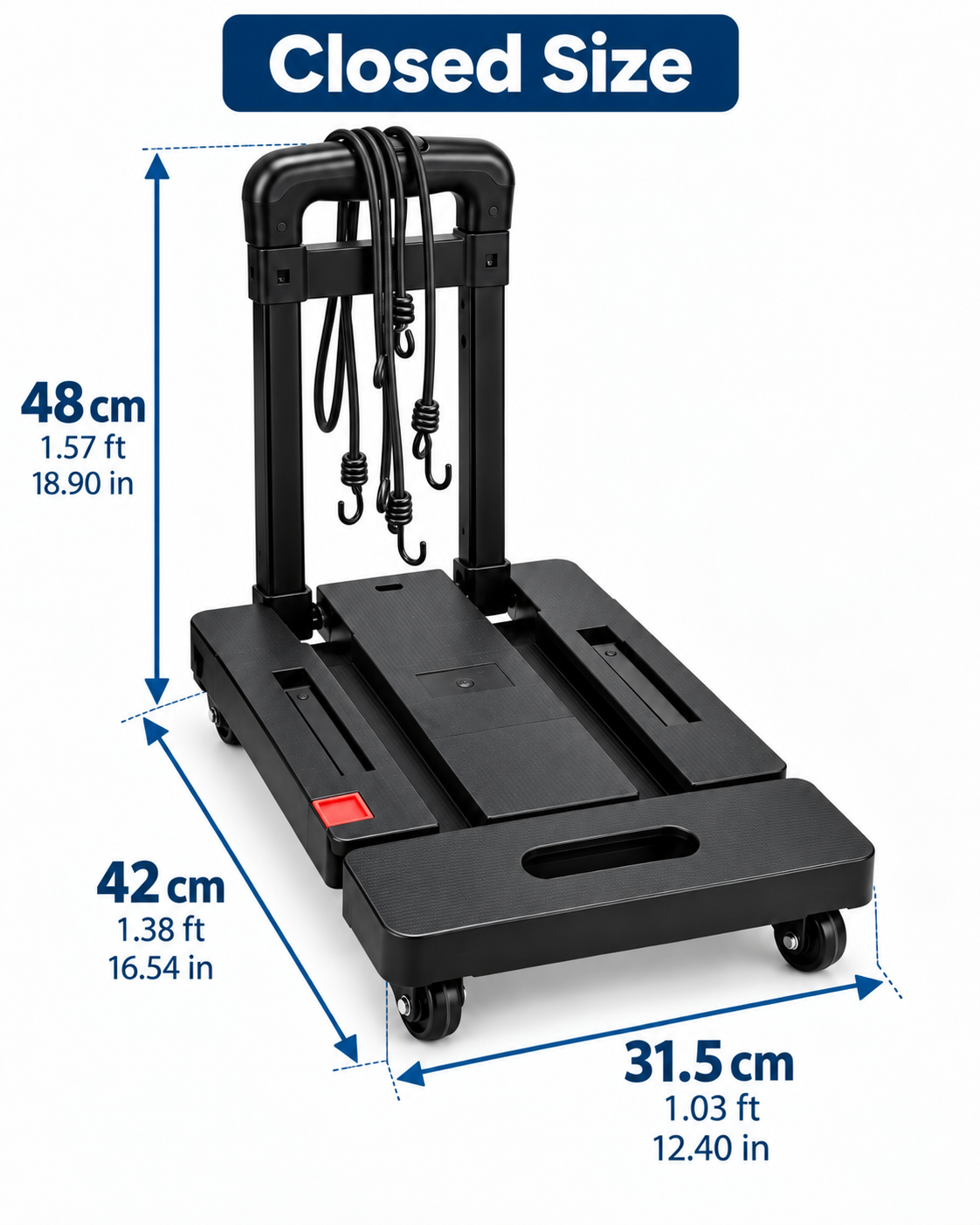 Portable Folding Cart / Dolly with Wheels & Elastic Hooks – $25 - photo 2