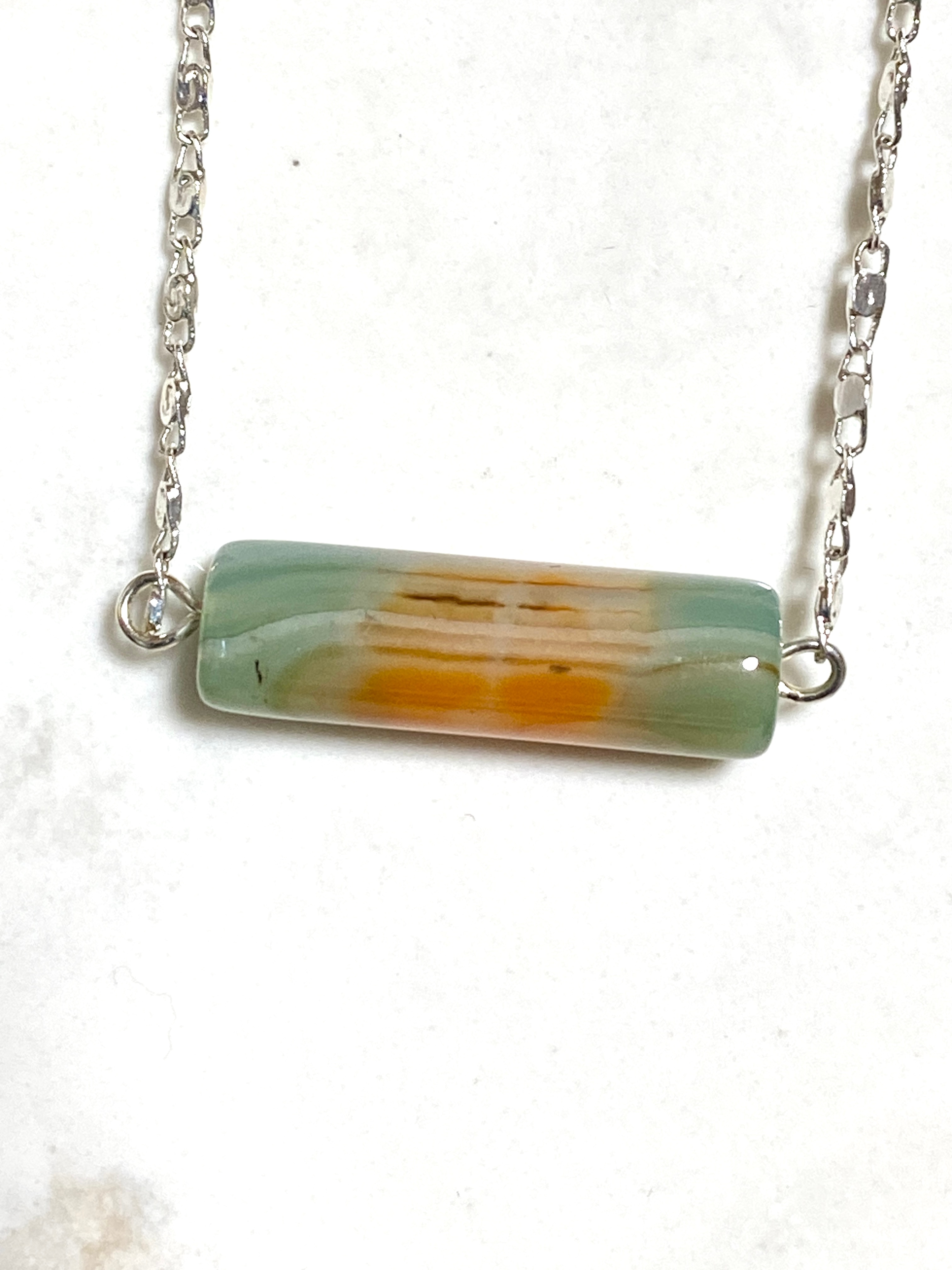 Multi-colored Dyed Agate Short Necklace, Stainless Chain - photo 4