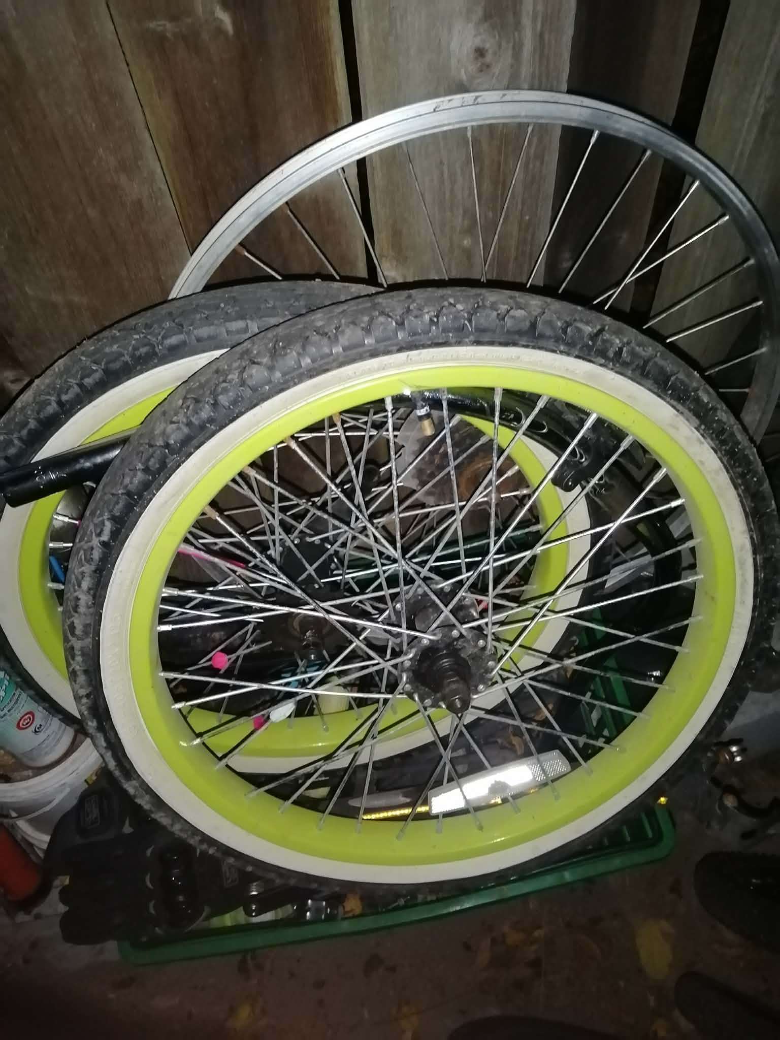 2x BMX bike 20'' size bicycle wheels,single speed. cash or trade