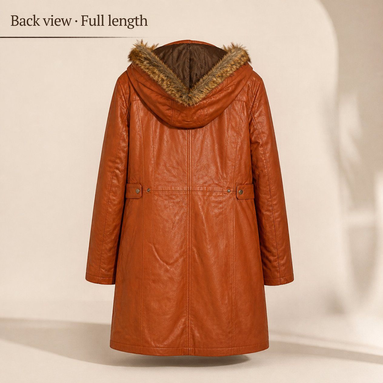 JKT-001 — Women's leather hooded long coat — brand new, size L - photo 2