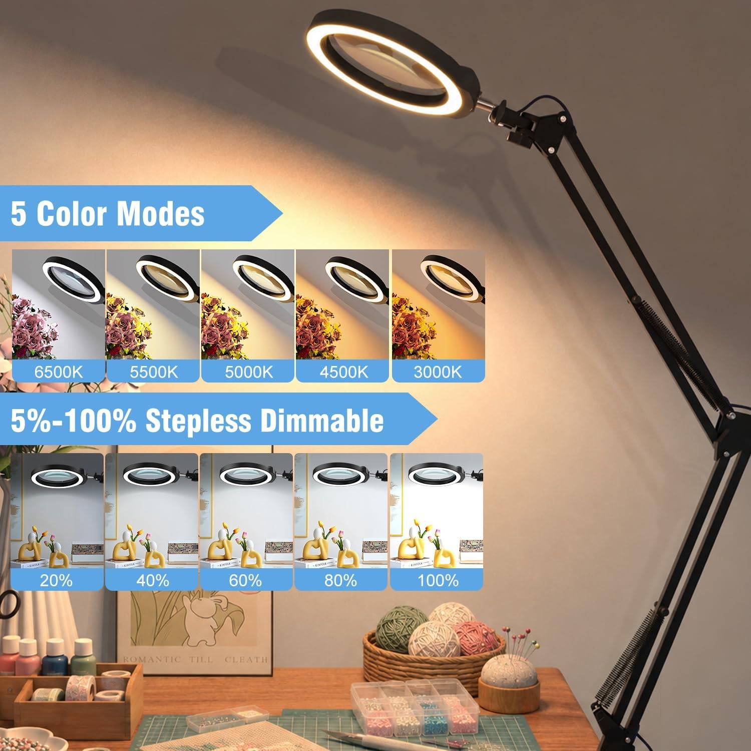 13.35" Large Magnifying Glass with Light and Clamp - photo 4