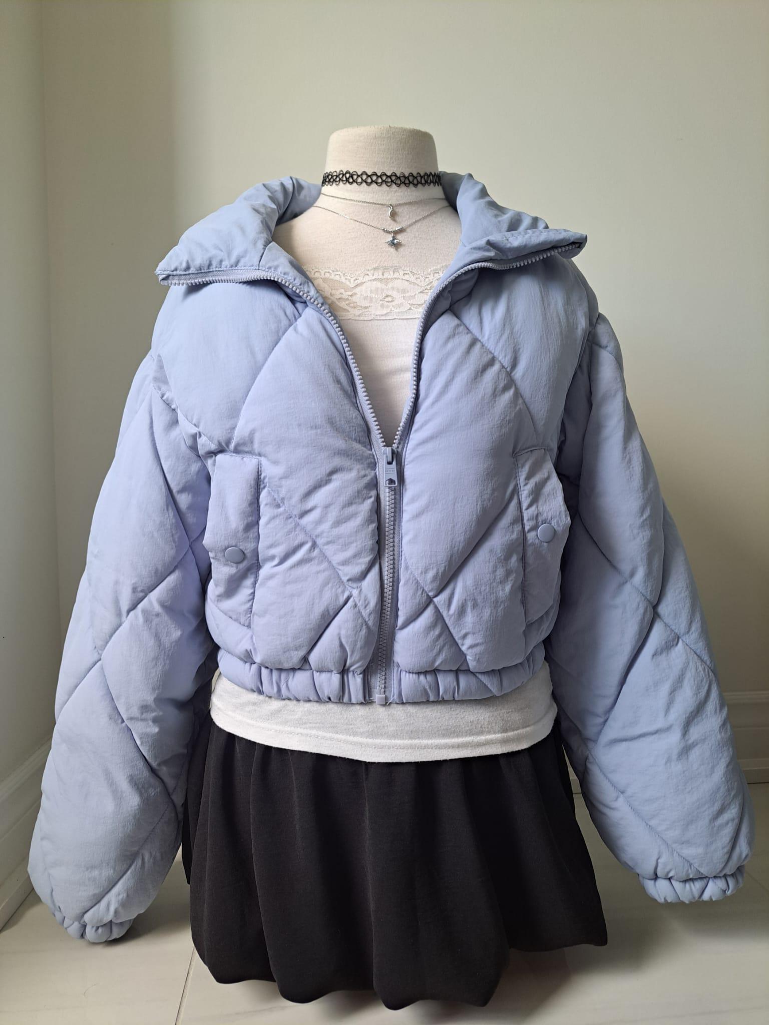 🐋 Garage Light Blue Cropped Puffer Jacket Y2K Style