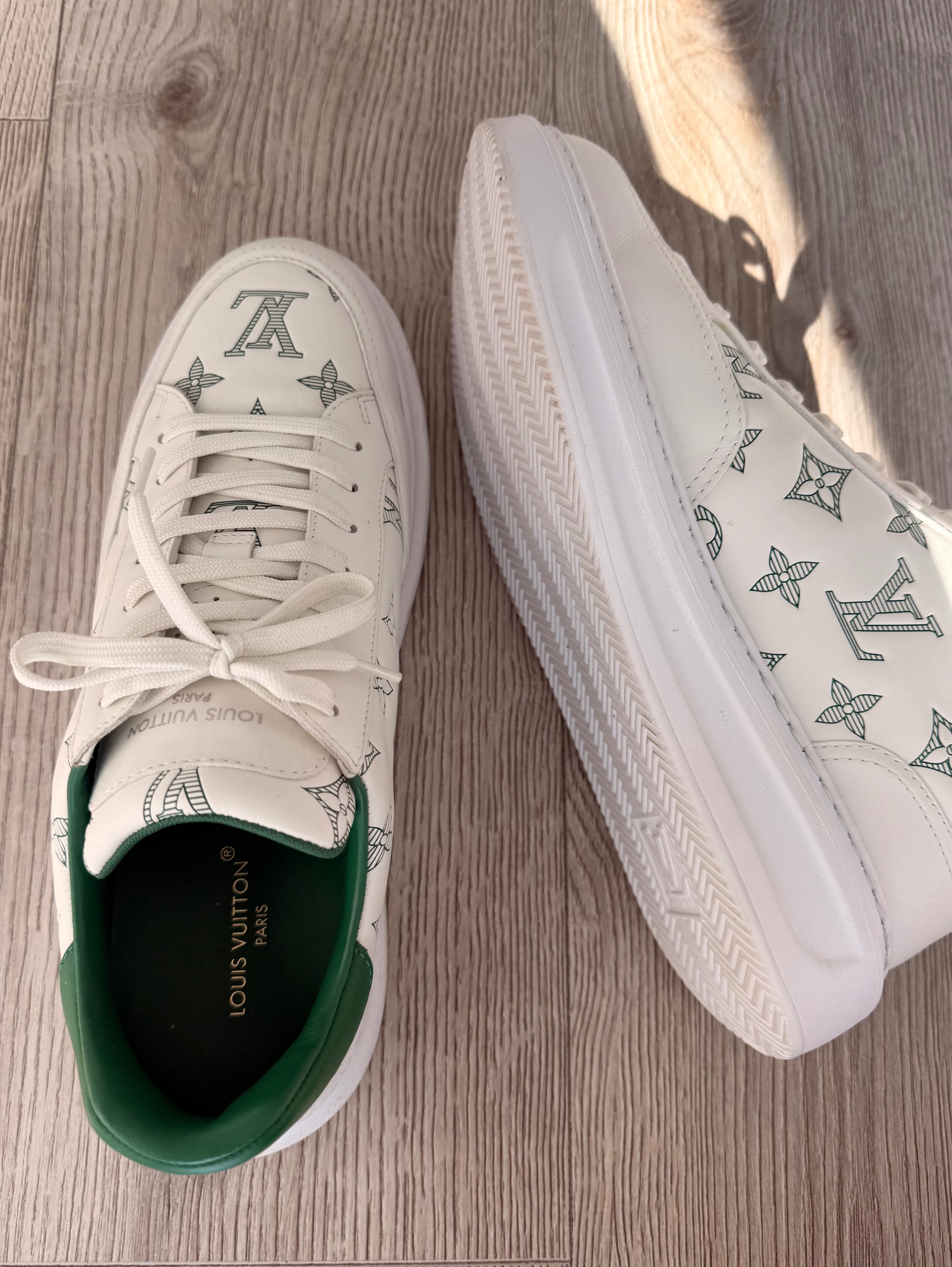Louis Vuitton Sneakers, Men’s Size 7.5, White and Green Monogram - photo 2