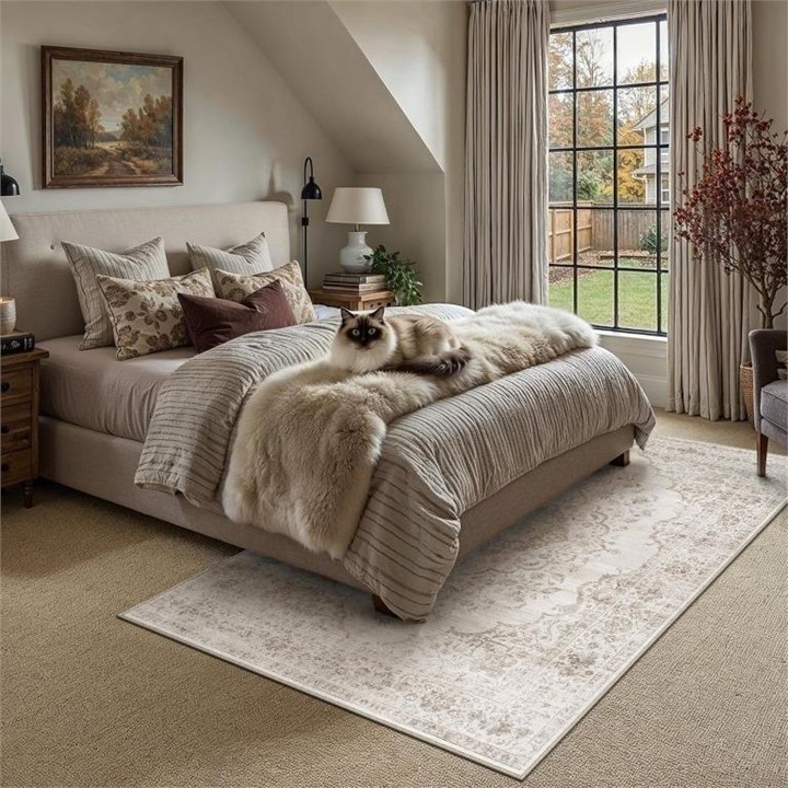 New - 6x9 Washable Area Rug / Carpet - Taupe Vintage - photo 2