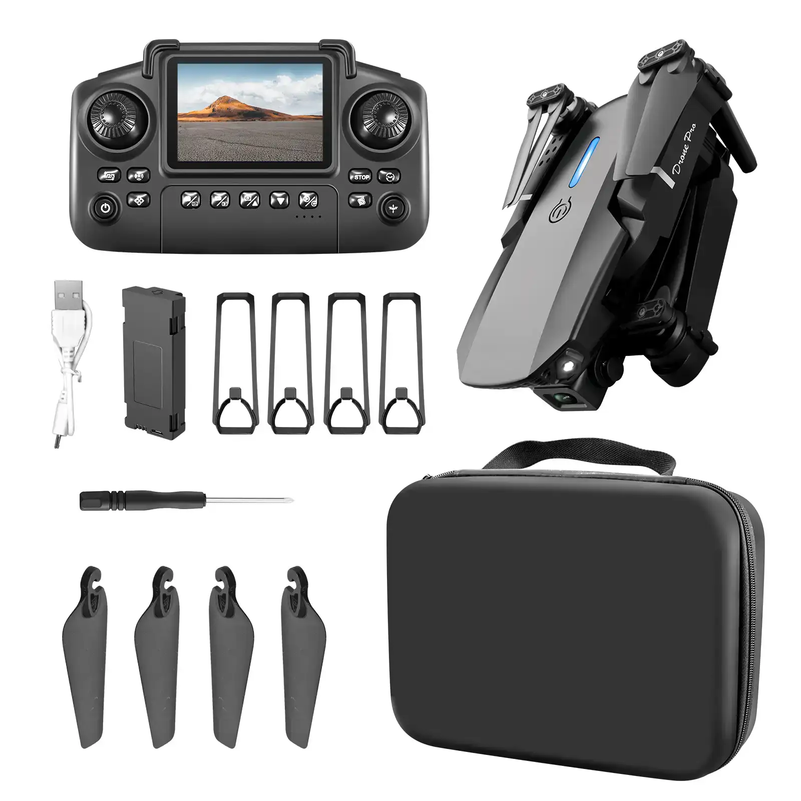 Mini RC E88 Drone 4K HD Dual Cameras Foldable Quadcopter LED - photo 5