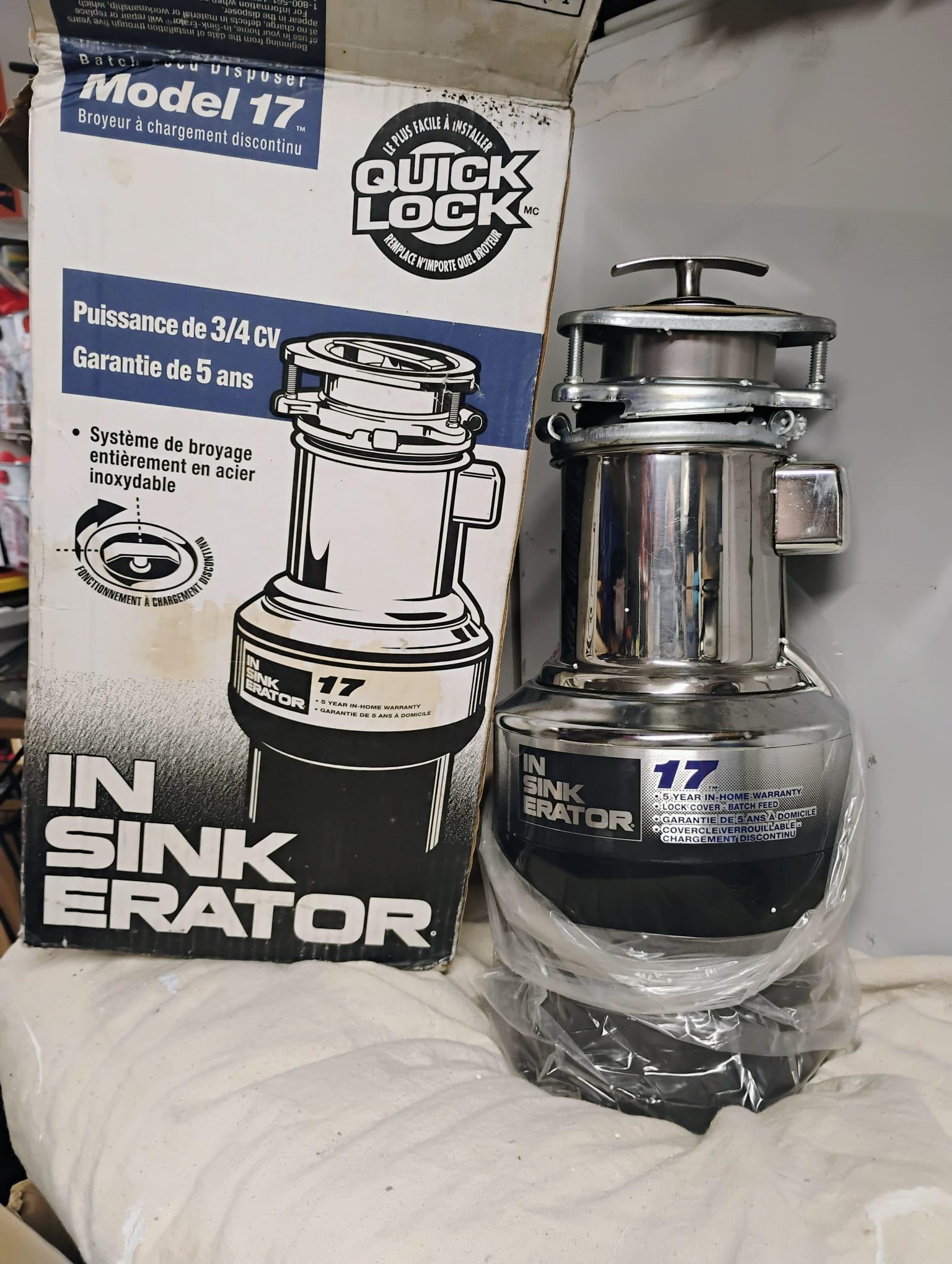 Insinkerator Garbage Disposal 3/4 HP Garburator Brand new