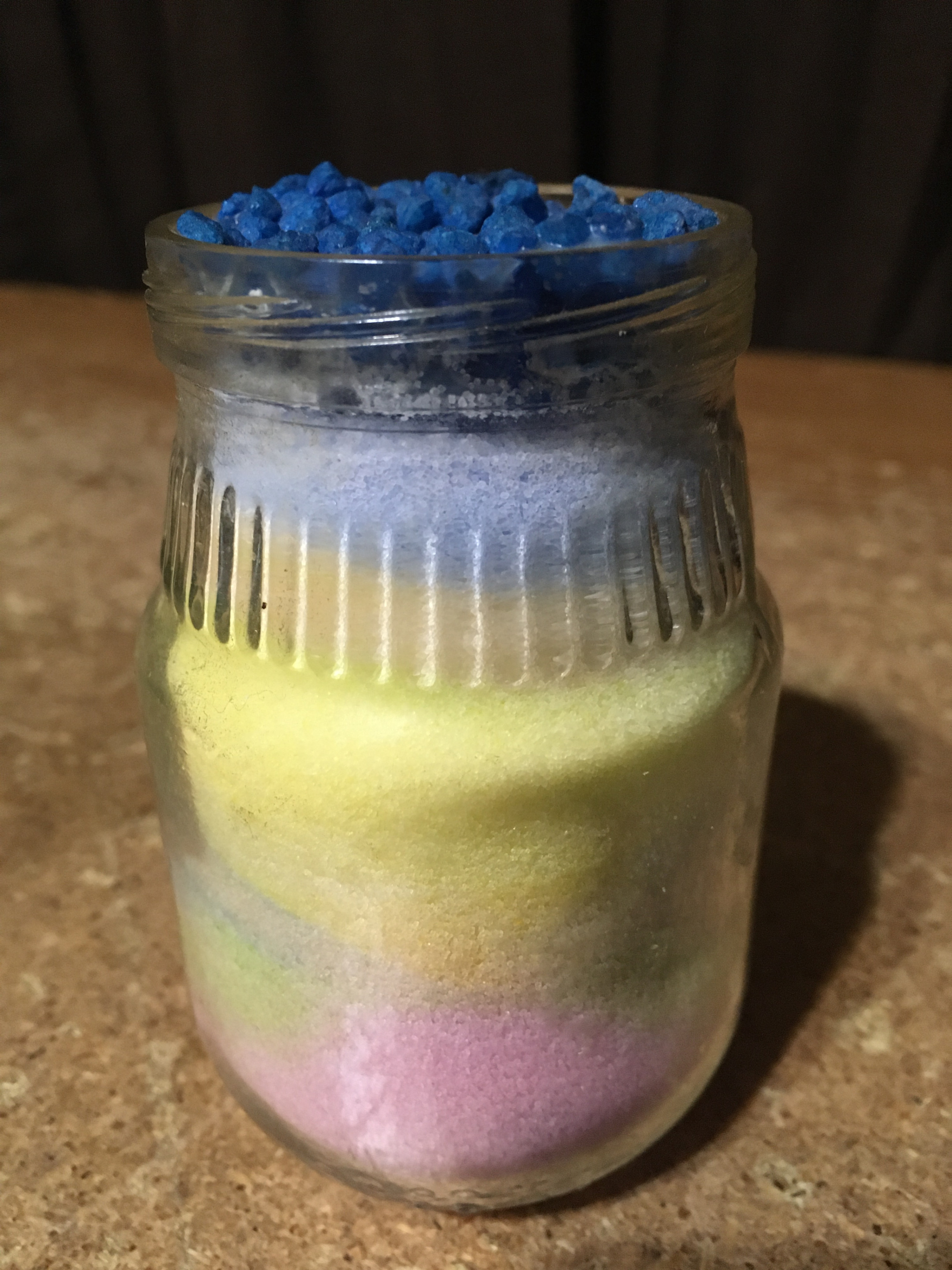RAINBOW SAND ART GLASS JAR HANDMADE 3.75" - photo 3