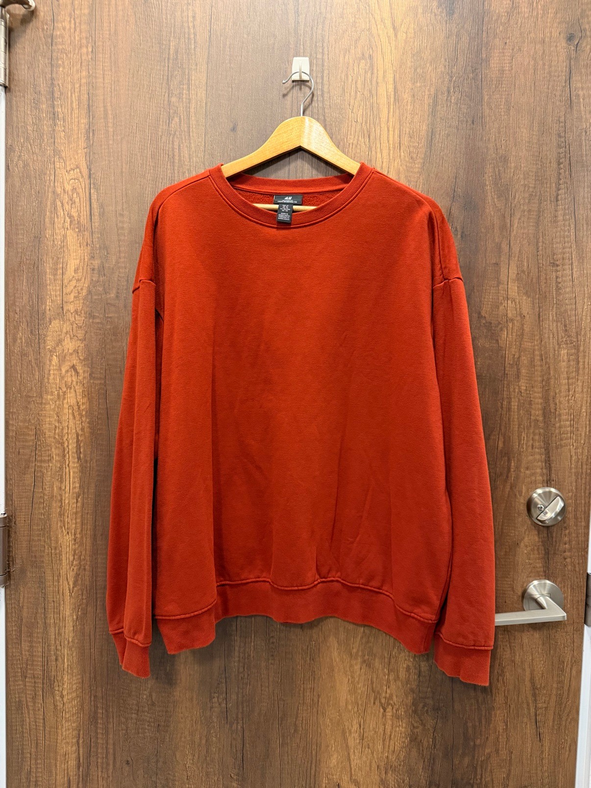 H&M Rust Orange Relaxed-Fit Sweatshirt, Size XL