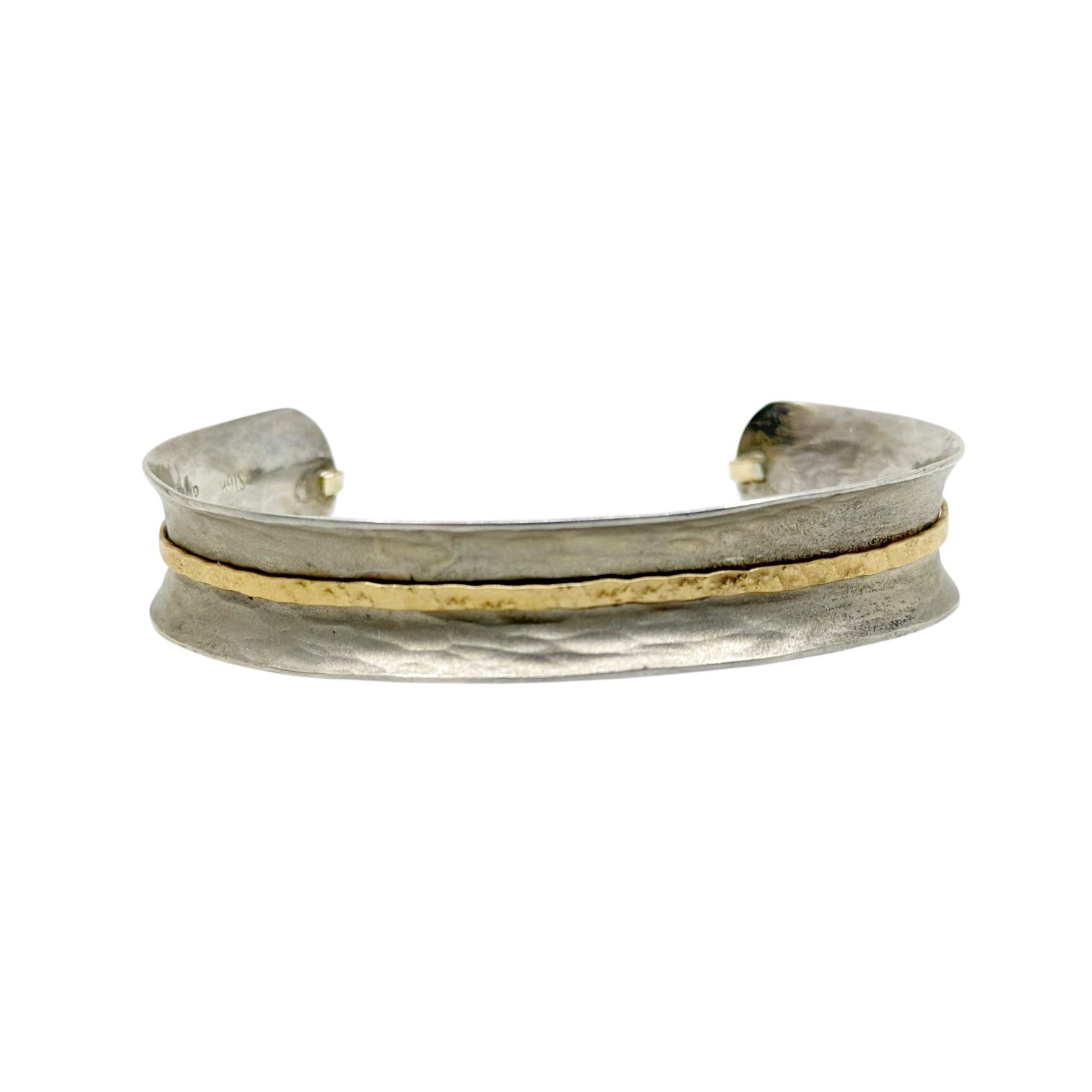 Hand made 12k gold filled sterling silver hammered cuff bracelet