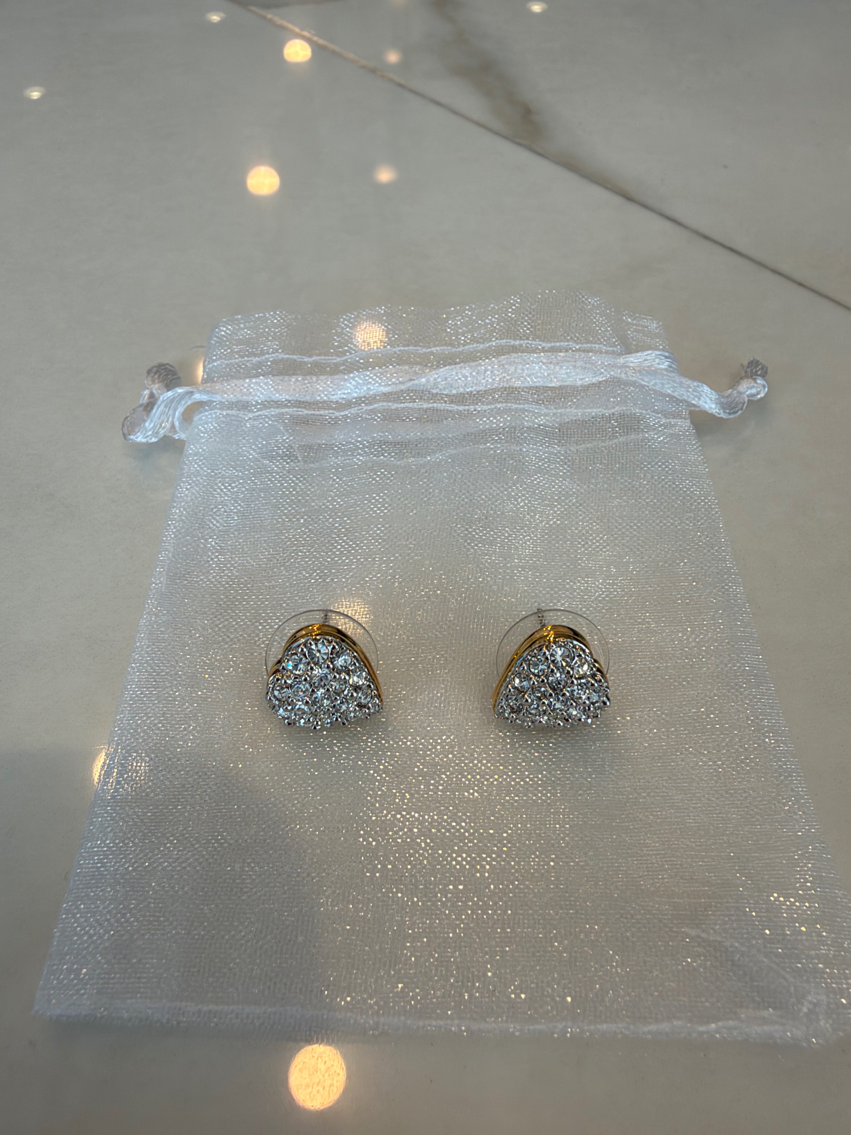 Vintage Swarovski Pave Crystal Heart Stud Earrings - photo 5