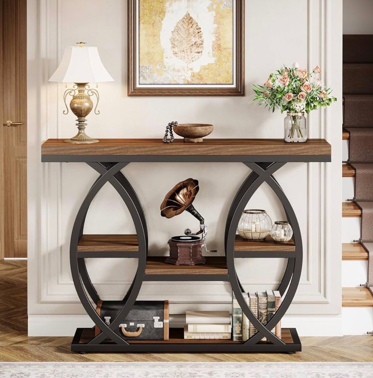 Console Table / Entryway Table – Circle Metal Frame – Brand New - photo 3
