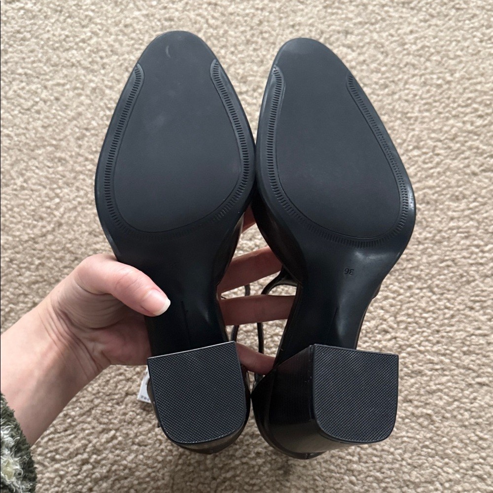 Brand New Zara Chocolate Brown T-Strap Block Heel Pumps - photo 4