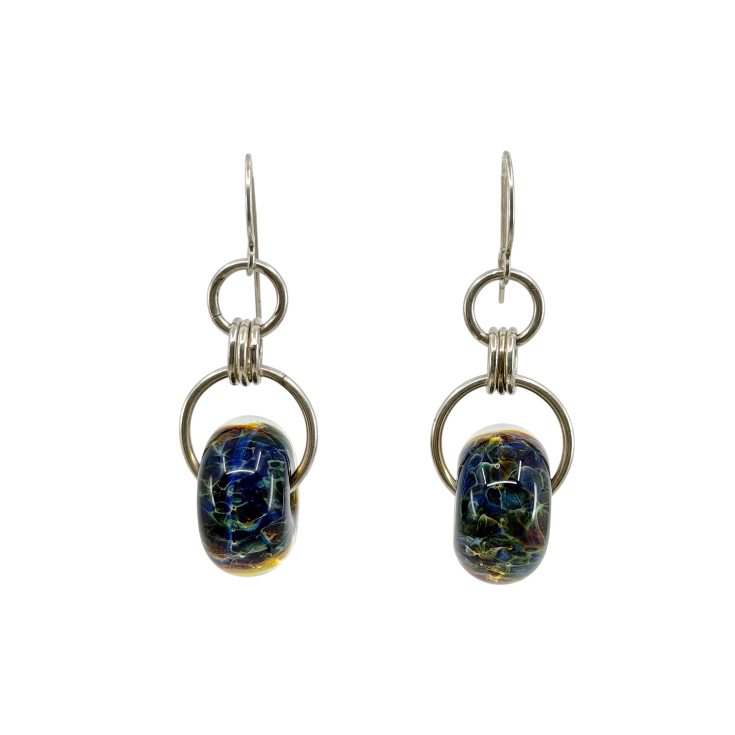 Sterling silver Lamp work borosilicate glass bead earrings