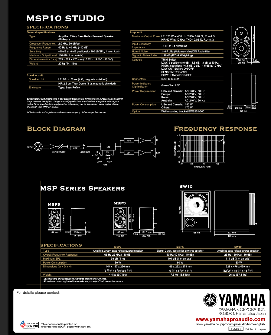 Professional Studio Monitors / Speakers (pair) Yamaha msp10 - photo 2